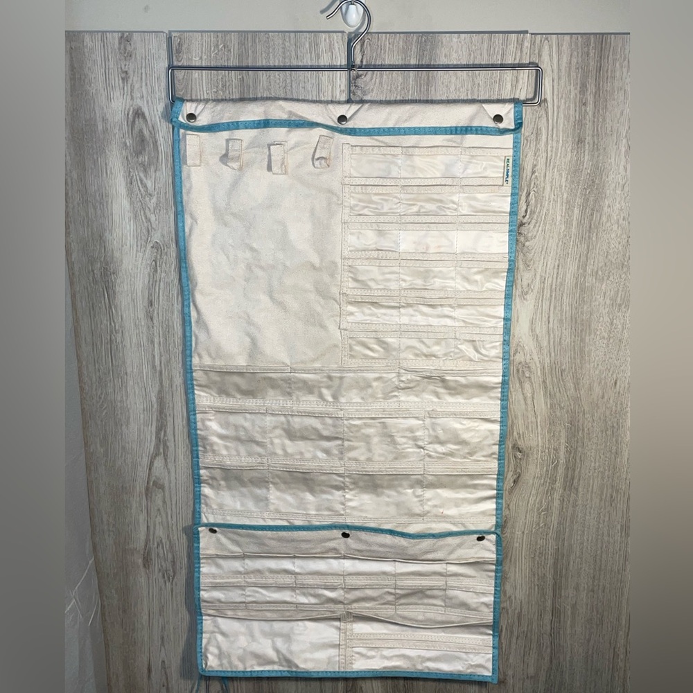 Real Simple Jewelry Organizer Storage Plus 18x33" Detachable Travel Pouch Tan
